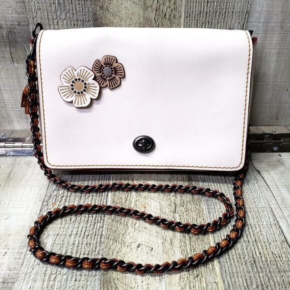COACH Upcrafted Dinky Tea Rose Purse Chalk Shoulder Crossbody Bag Customized - Picture 1 of 16
